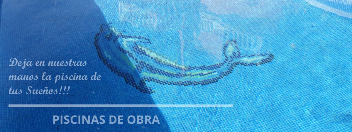 Fondo de Piscina de Obra de Torrevieja con mosaico de gresite con forma de Delfín